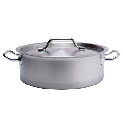 Кастрюля 10 л. нерж. d=32 см. h=12 см. низкая, тройное дно с крыш. (индукция) MGsteel /1/