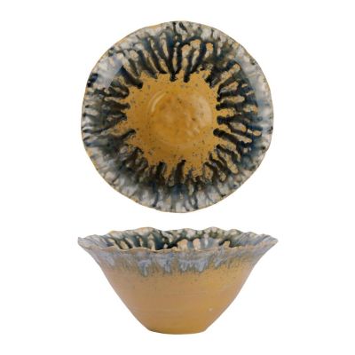 Салатник  925 мл d 19 см h9 см Dark Northern Blue Brown Flower Frutti di Mare P.L. [1]