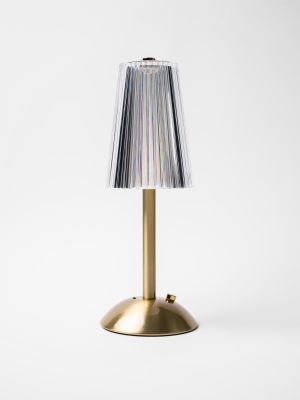 Лампа настольная беспроводная d=11 см. h=29,5 см. 3 цвета (телпый/натуральный/белый), 1 режим яркости, нерж./акрил, золотая LED CRYSTAL MGline /1/20/ АКЦИЯ