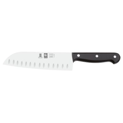 Нож японский Santoku 180/300 мм. с бороздками, черный TECHNIC Icel /1/6/