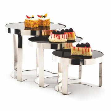 Подставка фуршетная стойка d 26 см h18 см круглая глянец нерж. + блюдо черное акрил P.L. Hotelware