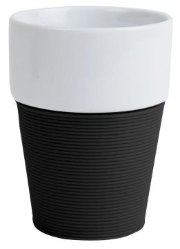 Кружка 200 мл Silikon, черная/белая, керамика/силикон