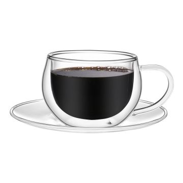 Кофейная пара 140 мл Hemisphere Coffee прозрачная набор 2 шт. d 7,9 см h6 см термостекло P.L. [1]