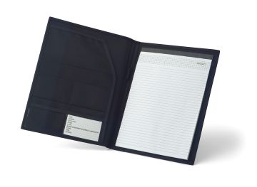 Папка A4 с блоком чёрная, полиэстер 600D и кожезаменитель