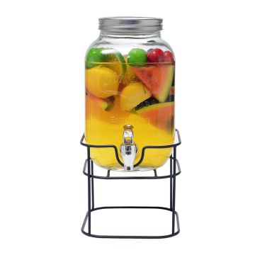 Банка емкость с краном 4 л стекло на металл подставке 16*16*36,5 см P.L.