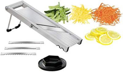 Мандолина (овощерезка) 34*10 см. с 3-мя насадками и толкателем, нерж Tellier /1/6/