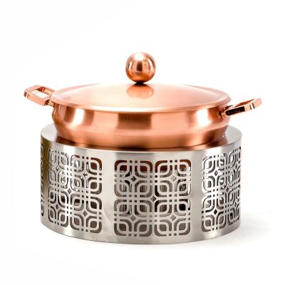 Подставка фуршетная стойка d 24 см h10,6 см круглая нерж. + кастрюля 1550 мл медь d 20,5 см P.L.