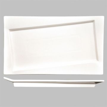 Блюдо прямоугольное 24,5*14,3 см h2,5 см со смещенным дном Asymmetry белое фарфор P.L. [4]