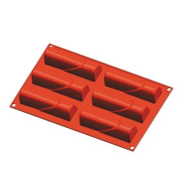 Форма кондитерская "Полуцилиндр" 6 ячеек 120*33 мм, h 30 мм силикон (30*17,5 см) P.L.