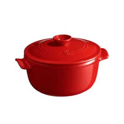 Кастрюля 2,5 л. керам. d=22,0 см. h=15,5 см. с крышкой красная Emile Henry /1/ ВДОХНОВЕНИЕ