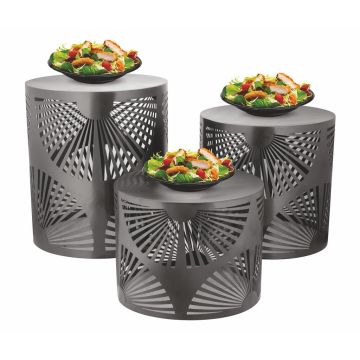 Подставка фуршетная стойка d 19 см h15 см круглая Black перфорация металл P.L. Hotelware