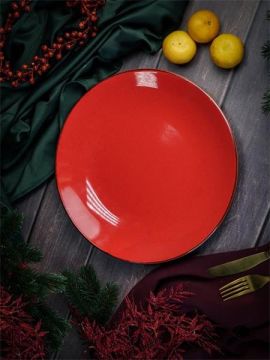 Тарелка 30 см безбортовая фарфор цвет красный Seasons