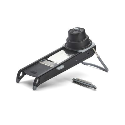 Мандолина (овощерезка) 38*14 см. с 2-мя насадками и толкателем, нерж. и пластик De Buyer /1/