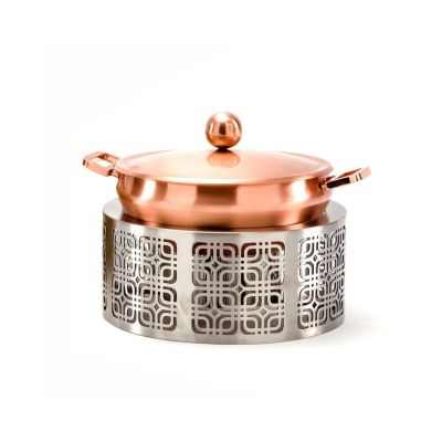 Подставка фуршетная стойка d 32 см h26 см круглая нерж. + кастрюля медь P.L.