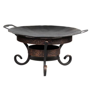 Сковорода для подачи саджа 34,5 см вороненая 2 ручки + подставка бронза сталь N5000 P.L.