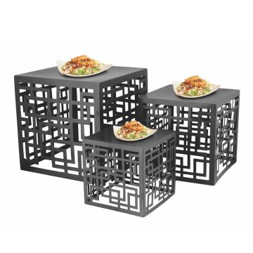 Подставка фуршетная стойка 25,5*25,5 см h25,5 см квадрат. матовая Black перфорация металл P.L.