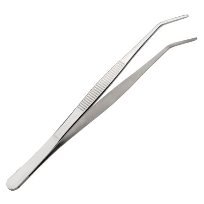 Щипцы (пинцет) 20 см. прямые, изогнутый кончик, нерж. MGsteel /1/100/