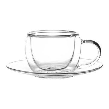 Кофейная пара 80 мл Hemisphere прозрачная набор 2 шт. d 6,5 см h4,8 см термостекло P.L. [1]