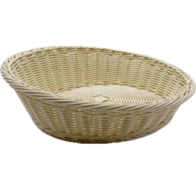 Корзина для хлеба круглая d=37 см. h=6/12 см. с приподнятым краем бежевая полиротанг MGprof /1/