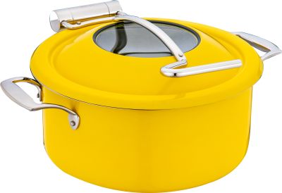 Чафиндиш (мармит) индукционный  4,5 л. 42*36,5 см. h=18,5 см. круглый d=30 см., со стекл. окошком, желтый (Нагрев. пластины - 80902,80901,80904,подставка 80884) MGprof /1/