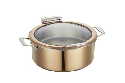Чафиндиш (мармит) индукционный  4,5 л. 41,7*40,5 см. h=16,8 см. круглый d=30 см., со стекл. крышкой, медный (нагрев. элементы - 80902,80901,80904,подставка 80884) MGprof /1/