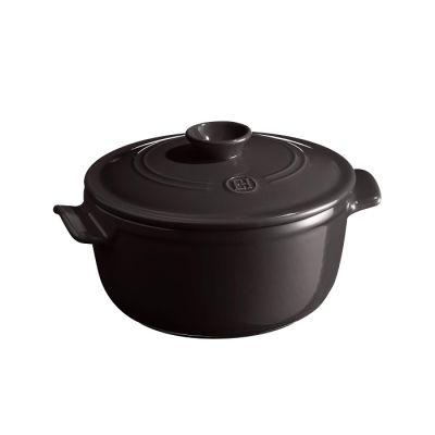 Кастрюля 2,5 л. керам. d=22,0 см. h=15,5 см. с крышкой черная Emile Henry /1/ ВДОХНОВЕНИЕ