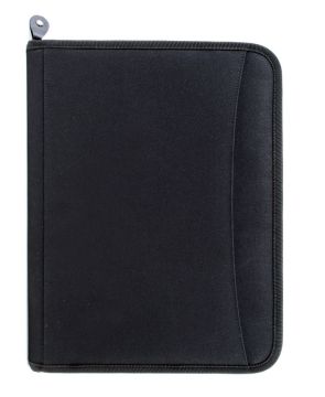 Папка для конференций  с блокнотом А4 на молнии чёрная, 600D полиэстер