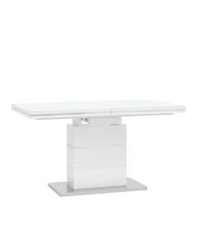 Стол обеденный Глазго раскладной 140-170*80 глянцевый белый