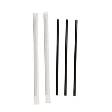 Трубочки 0,5*21 см со сгибом в инд. упаковке 250 шт черные пластик P.L.