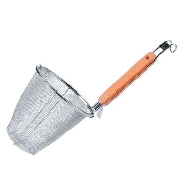 Сито 14 см стрейнер дуршлаг для лапши h 33,5 см нерж. с дерев. ручкой  P.L. Proff Cuisine Сито 14 см стрейнер дуршлаг для лапши h 33,5 см нерж. с дерев. ручкой  P.L. Proff Cuisine