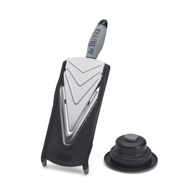 Мандолина (овощерезка) 37*12 см. с толкателем, с ручкой, нерж и пластик De Buyer /1/