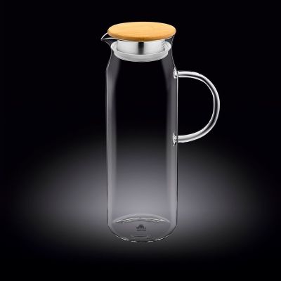 Кувшин 1,5 л. d=90 мм. h=285 мм. с крышкой бамбук + сетка нерж Термостекло Wilmax /1/18/