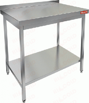 СТОЛ производственный пристенный с бортом и полкой HICOLD НСО-8/6БП 281112