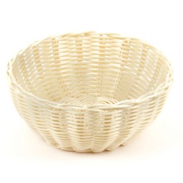 Корзина для хлеба круглая d=20,5 см. h=8,5 см. бежевая полиротанг /1/