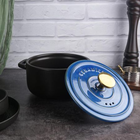 Кастрюля  2,7 л, 19*11 см с крышкой керамическая Style Buffet New Kitchen P.L. Proff Cuisine