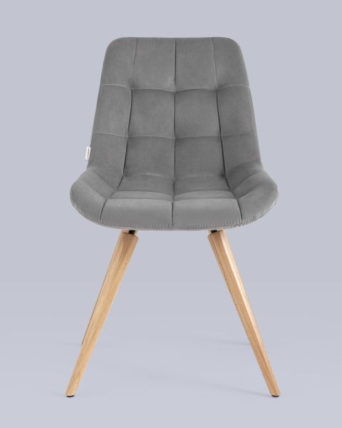 Стул Флекс на деревянных ножках велюр серый