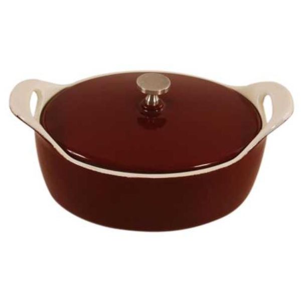 Кастрюля для подачи 13*11 см h5,3 см 350 мл овальная с крышкой эмаль чугун. P.L. Proff Cuisine