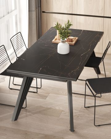 Стол обеденный Пандора раскладной 180-280*90 керамика темная