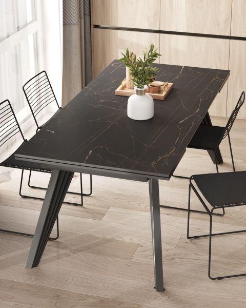 Стол обеденный Пандора раскладной 180-280*90 керамика темная
