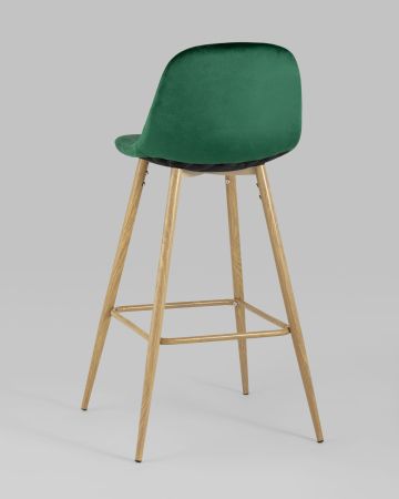 Стул барный Валенсия велюр зеленый ножки цвет дерево