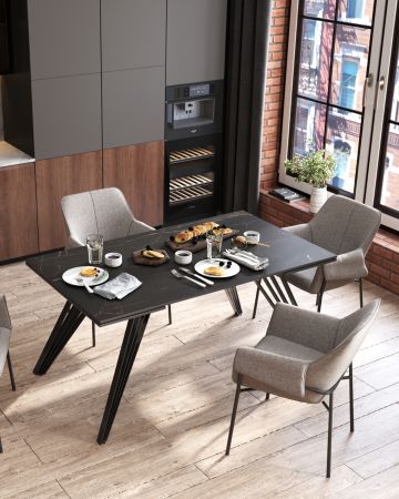 Стол обеденный Пандора раскладной 160-240*90 керамика темная