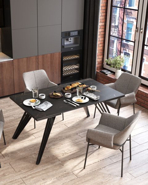 Стол обеденный Пандора раскладной 160-240*90 керамика темная