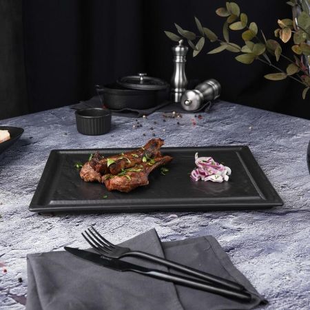 Блюдо прямоугольное 33*24 см h1,7 см для стейка Black Raw Stellar P.L. Proff Cuisine [1]