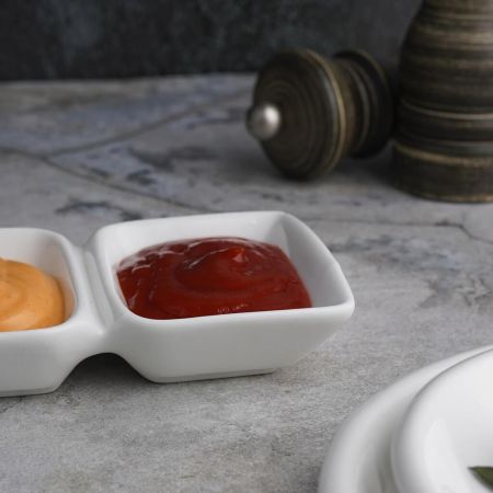 Соусник  50*50 мл двойной 12*7,3*2,3 см прямоуг. белый фарфор P.L. Proff Cuisine [8]