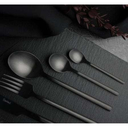 Ложка кофейная 11,5 см матовая черный цвет Black Sapporo PVD P.L. - Davinci [12]