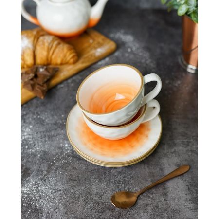 Чайная пара 240 мл d 10 см h5 см оранжевая фарфор "The Sun Eco" P.L. Proff Cuisine [1]