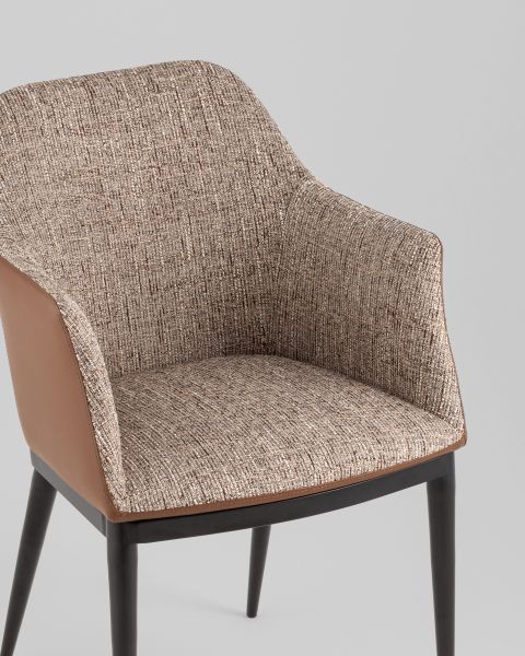 Стул обеденный Itan коричневый с коричневой экокожей