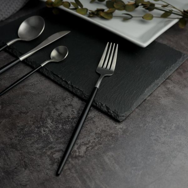 Вилка столовая 22,5 см матовая серый цвет черная ручка PVD Lounge P.L. [12]