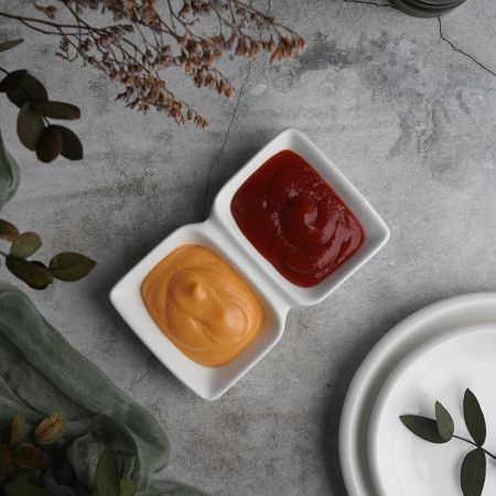 Соусник  50*50 мл двойной 12*7,3*2,3 см прямоуг. белый фарфор P.L. Proff Cuisine [8]