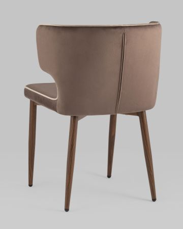 Стул Матео с кантом велюр коричневый ножки дерево